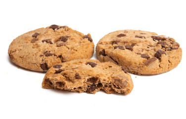 cookies with chocolate drops isolated