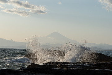 江ノ島からみた富士山