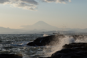 江ノ島からみた富士山