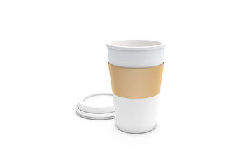 3D Rendering of Paper Thermo Glass Template on White