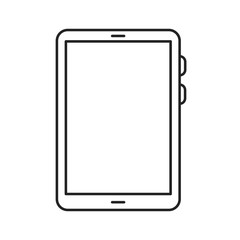 Tablet computer black line icon. Front view. Electronic device. Pictogram for web page, mobile app, promo. Editable stroke.