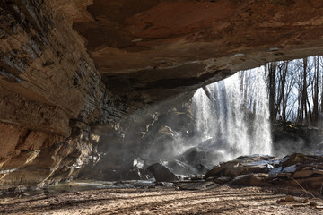 Waterfall Seen from a Cave