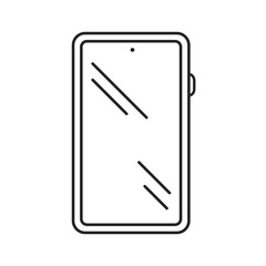 Smartphone with screen, menu button and camera black line icon. Front view. Electronic device. Pictogram for web page, mobile app, promo. Editable stroke.