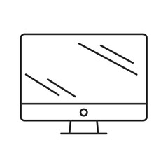 Computer display black line icon. Front view. Electronic device. Pictogram for web page, mobile app, promo. Editable stroke.