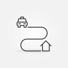 Taxi Home Route vector concept icon or sign in thin line style