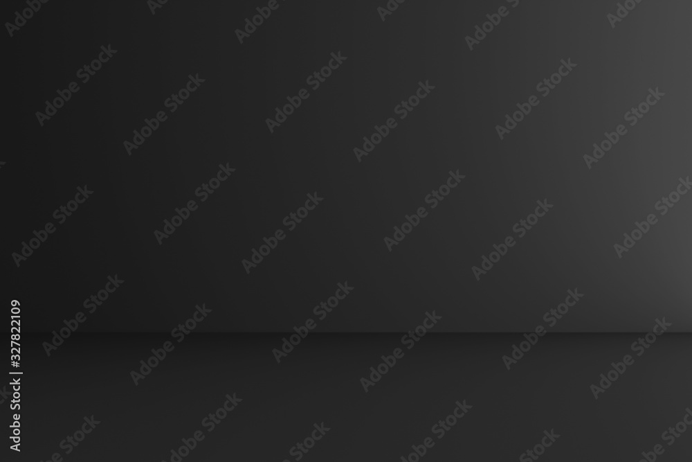 Aufkleber Black display on dark background with minimal style. Blank stand for showing product. 3D rendering.