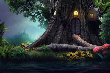 tree house fantasy river side