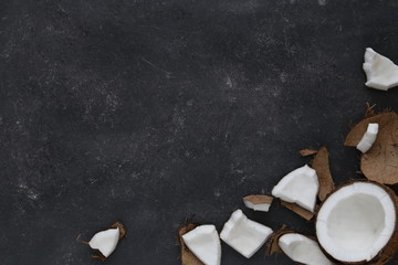 close up of a coconut on a dark background