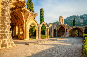 Ruins of the Bellapais Abbey monastery in Northern Cyprus near the town of Kyrenia.
