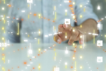 pressing document icon over computer binary code