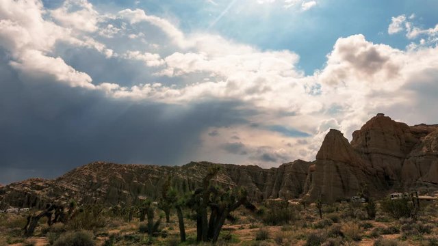 Time Lapse Desert Sunny Day Starts to Get Covered in Storm Clouds