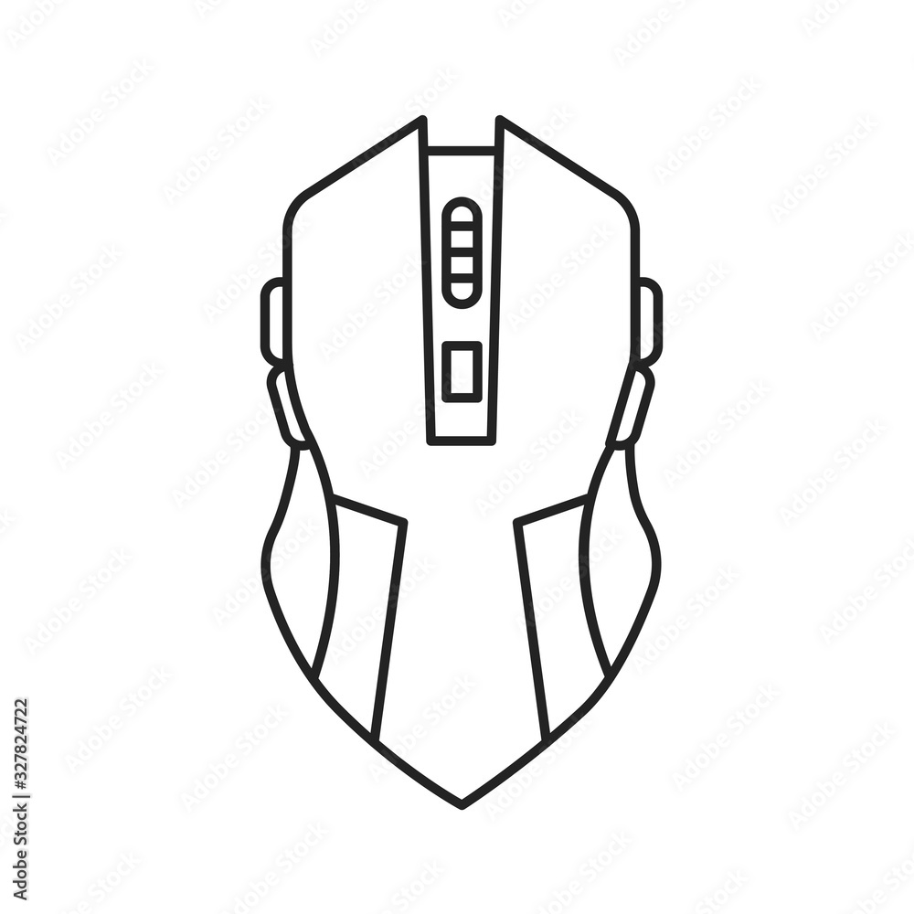 Fototapete gaming computer mouse black line icon. input device. effective in computer games. pictogram for web 