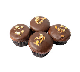 Sweets baking muffins with filling, confectionery for coffee and tea, delicious breakfast.