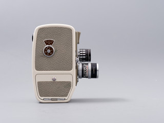 retro mini camcorder on a gray background