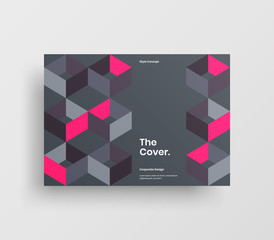 Fototapeta premium Creative business presentation vector A4 horizontal orientation front page mock up. Modern corporate report cover abstract geometric illustration design layout. Company identity brochure template.