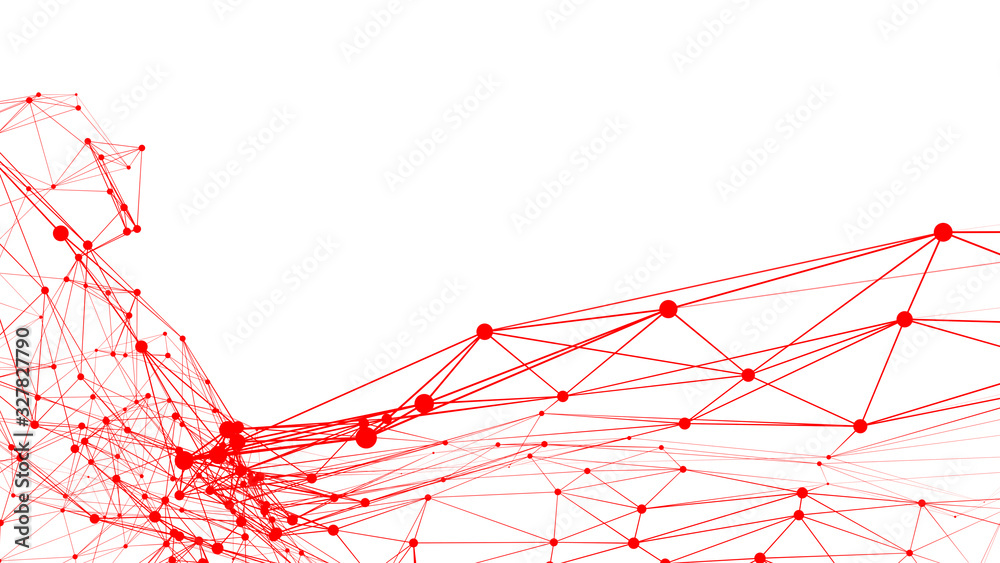 Fototapete Polygonal white background with connecting dots and lines. Network connection structure. Plexus effect. 3d rendering.