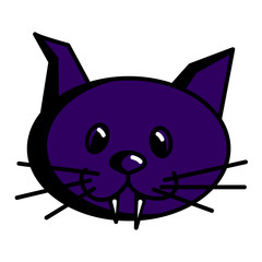 Purple cat icon. Vector illustration.