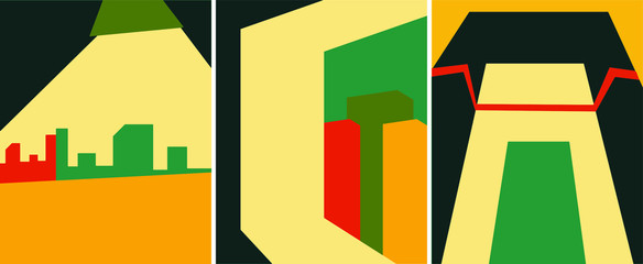 mid century modern retro art vector template set collection 