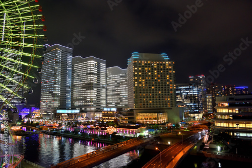 夜の横浜みなとみらい俯瞰 Wall Mural Wallpaper Murals Masyok 夜の横浜みなとみらい俯瞰 Wall Mural Wallpaper Murals Masyok