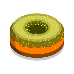 Green doughnuts icon. Isometric illustration.
