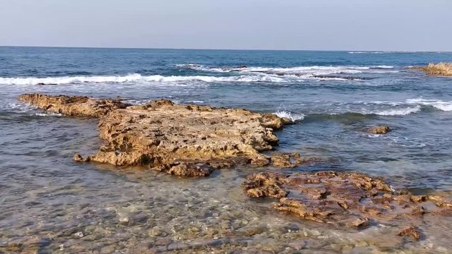 Tyre Sea Coast Tilt up Scene | The Old neighborhood Rock Beach in Sour Lebanon