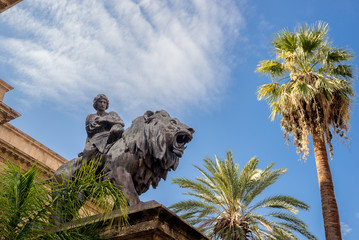 Palermo / Italy10.20.2015.The lions of the Palermo Massimo theater welcome culture lovers