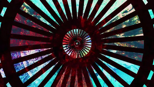 Hypnotic abstract colourful visualiser rapidly flashing and spinning.