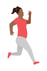 Jpeg illustration fat running women in flat design style. Sport. Run. Active fitness. Exercise and athlete. Variety of sport movements. Flat cartoon style. Side view. Simple design