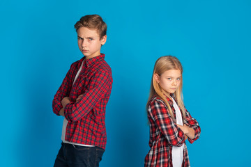 Siblings Conflicts. Offended Brother And Sister Ignoring Each Other After Quarrel