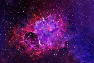 A beautiful nebula of different colors, with stars and galaxies. Elements of this image were...