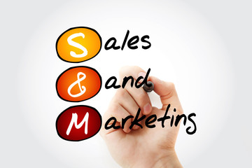 S&M - Sales and Marketing acronym, business concept background