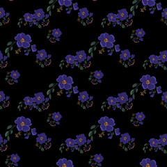 Fashionable cute pattern in nativel flowers. Floral seamless background for textiles, fabrics, covers, wallpapers, print, gift wrapping or any purpose.