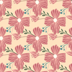 Fototapeta na wymiar Fashionable cute pattern in nativel flowers. Floral seamless background for textiles, fabrics, covers, wallpapers, print, gift wrapping.