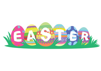 Happy easter eggs title design. Spring summer holiday