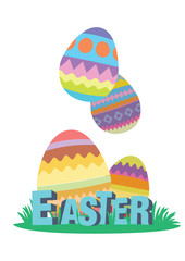 Happy easter eggs with a 3d title design.