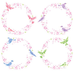 春　桜　小鳥　フレーム　セット