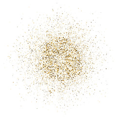 Fototapeta na wymiar Golden glitter explosion on white background. Bright dust splash. Gold glitter particles splatter. Sparkling firework. Luxury design. Vector illustration