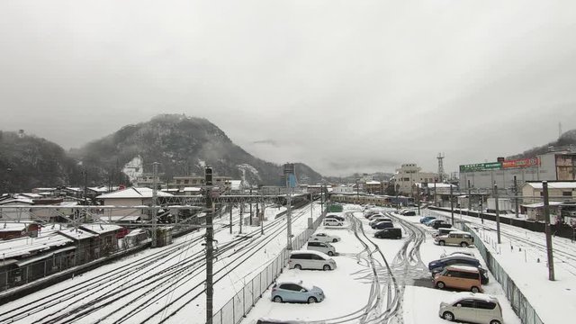 Rails and parking with snow