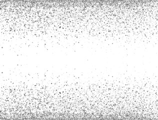 Glitter silver border isolated on white background. Luxury glitter decoration banner. Gray sparkles and dust. Bright design for Christmas, Birthday, Wedding. Vector illustration