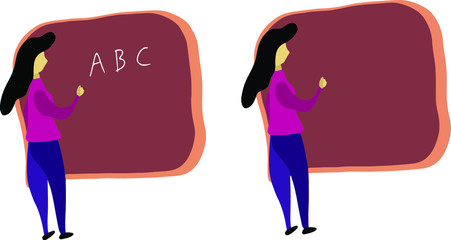 young teacher mother is teaching the alphabet