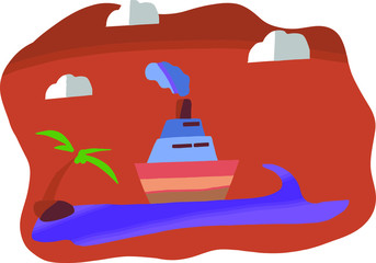 a big ship is hitting the waves