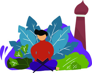 Muslim men who are reading the quran