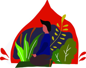 illustration of a Muslim praying calmly