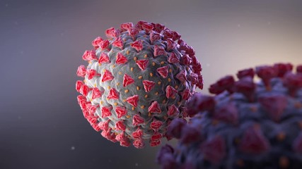 Illustration of Coronavirus. A pathogen that attacks respiratory tract. 3D animation