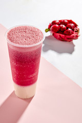 Fresh dragon fruit milk shake