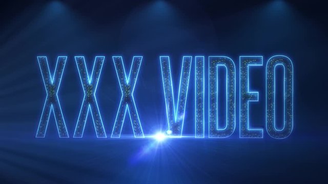 Realistic 3D render of a vivid and vibrant animated LED sign, with the words XXX Video, on a smokey background with volumetric lights