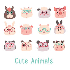 Cute childish animals great for baby clothes, cards, invitations, baby clothes, posters and prints