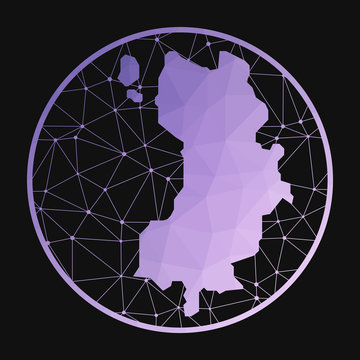 Ko Tao icon. Vector polygonal map of the island. Ko Tao icon in geometric style. The island map with purple low poly gradient on dark background.