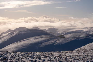 Pentland Hills on a snow day in Edinburgh, UK