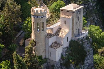 Torretta Pepoli castle in Erice, small town located on a mountain near Trapani city, Sicily Island...